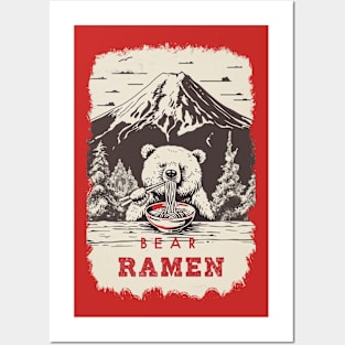 Mountain Ramen Bear A Delight for Ramen Fans! Posters and Art